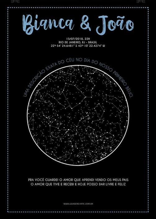 Mapa estelar em Bianca e João